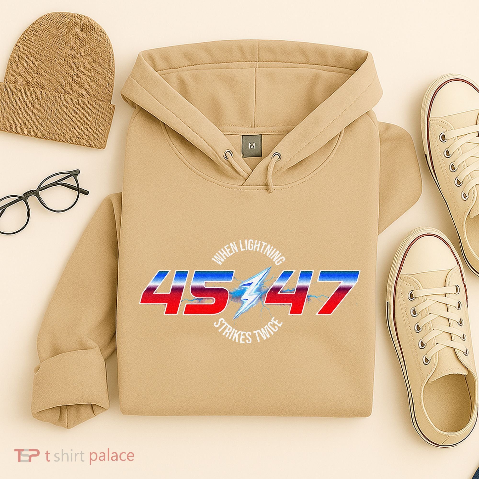 When Lightning Strikes Twice 45 47 Trump Reelection Hoodie