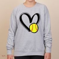 Womens Love Softball Heart Women's Sweatshirt thumb 0