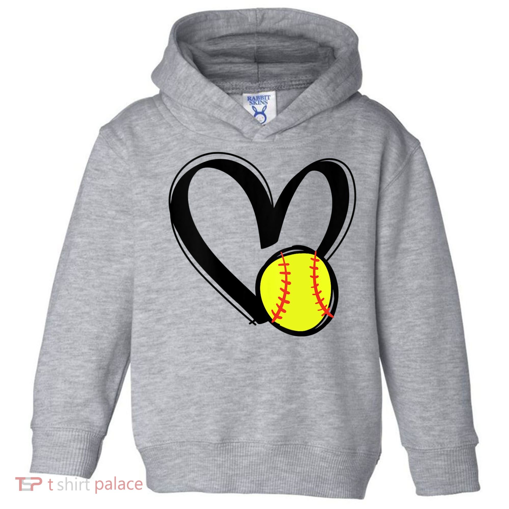Womens Love Softball Heart Toddler Hoodie