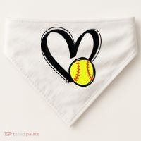 Womens Love Softball Heart USA-Made Doggie Bandana thumb 0