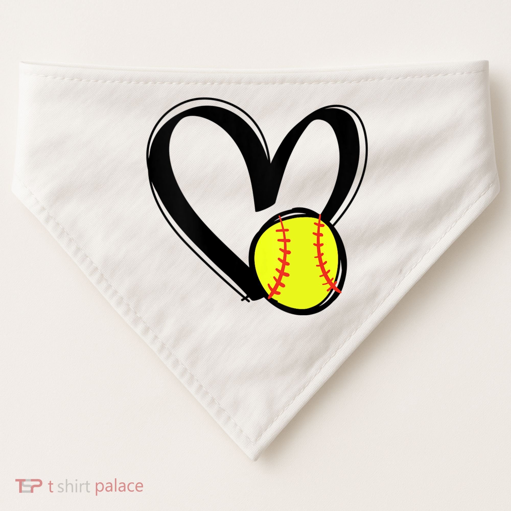 Womens Love Softball Heart USA-Made Doggie Bandana