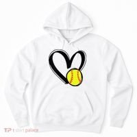 Womens Love Softball Heart Hoodie thumb 0