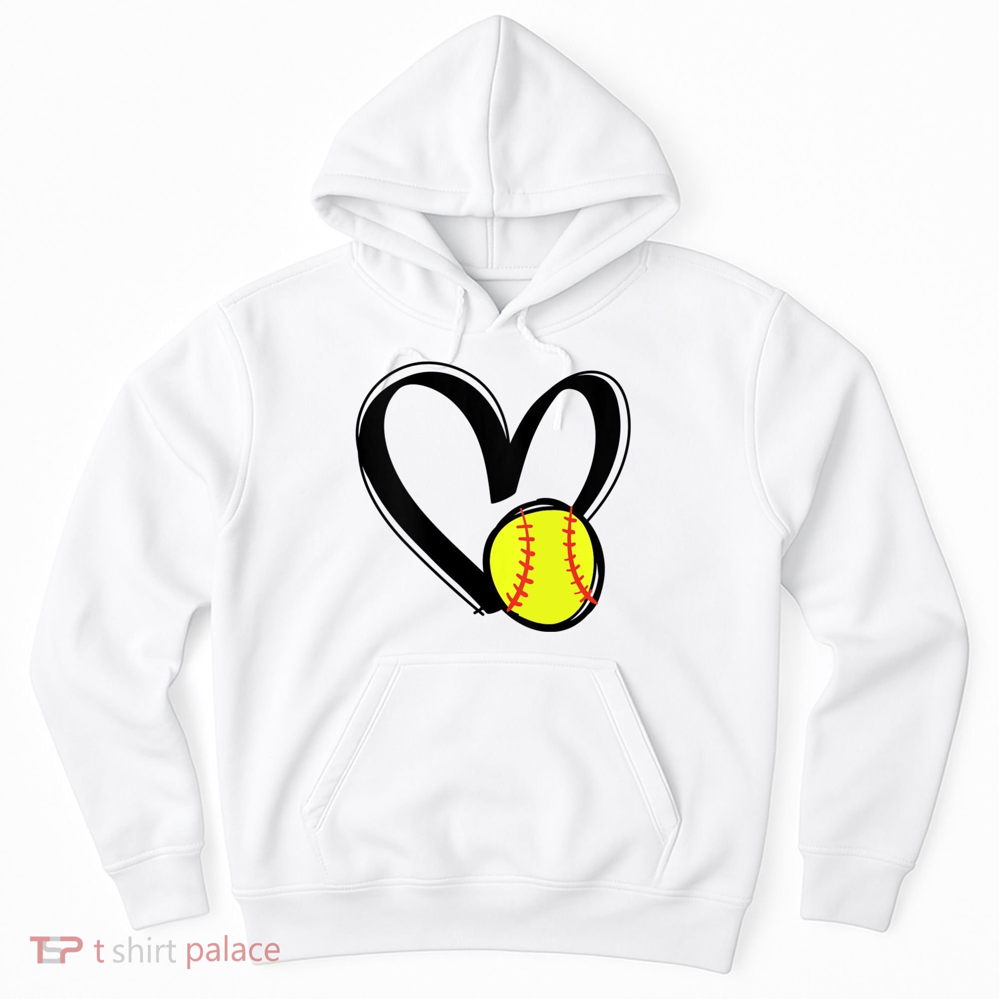 Womens Love Softball Heart Hoodie