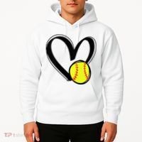 Womens Love Softball Heart Hoodie thumb 2