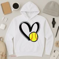 Womens Love Softball Heart Hoodie thumb 3