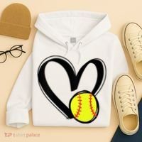 Womens Love Softball Heart Hoodie thumb 4