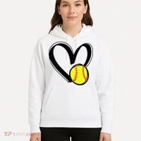 Womens Love Softball Heart Hoodie thumb 5