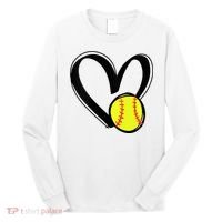 Womens Love Softball Heart Long Sleeve Shirt thumb 0