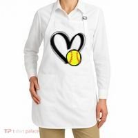 Womens Love Softball Heart Apron thumb 2