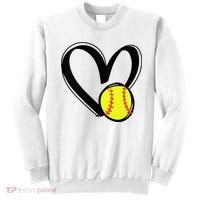 Womens Love Softball Heart Sweatshirt thumb 0