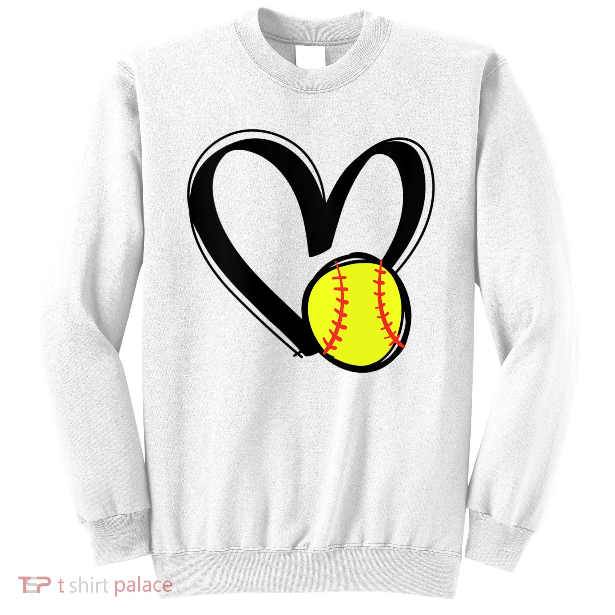 Womens Love Softball Heart Sweatshirt