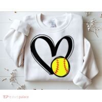 Womens Love Softball Heart Sweatshirt thumb 2