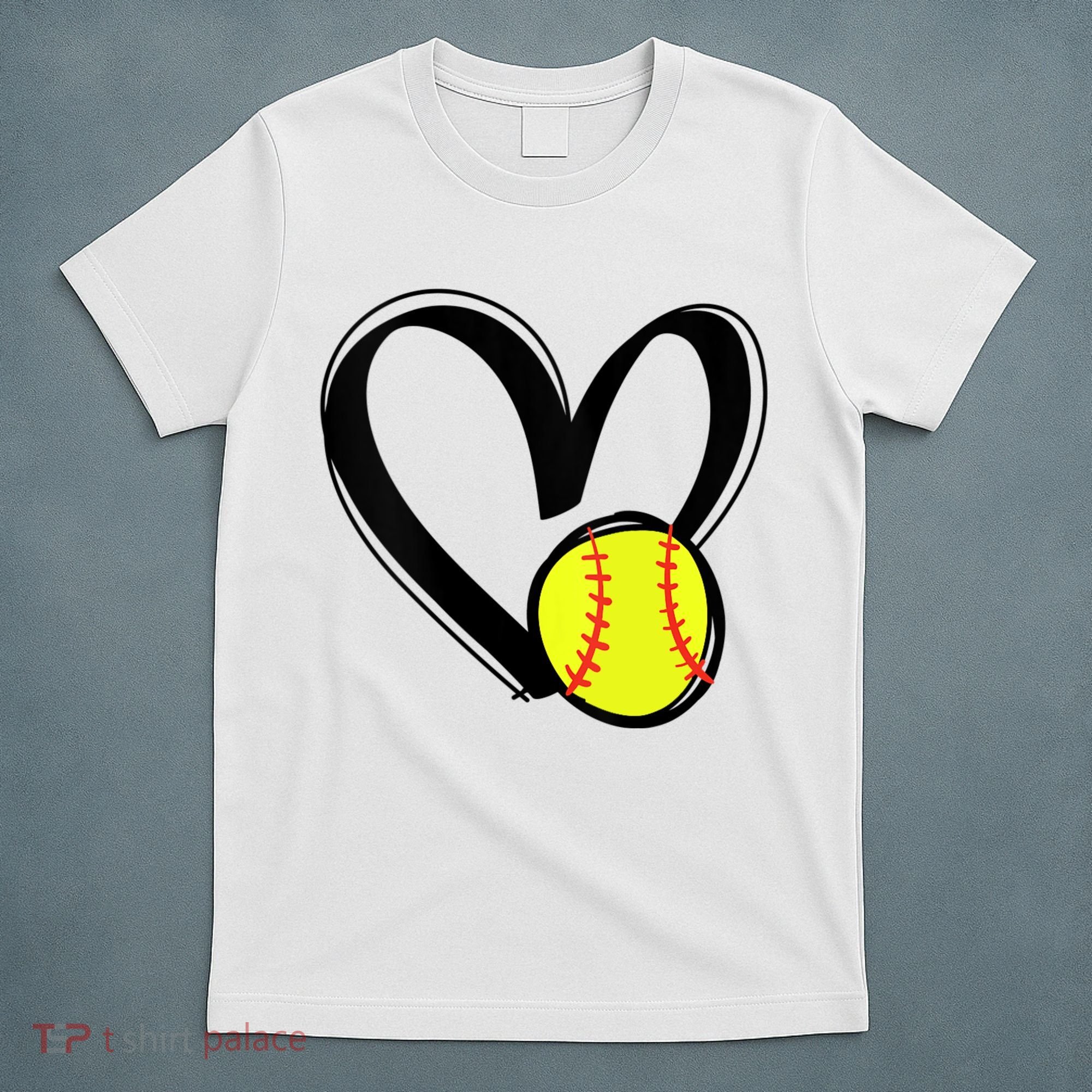 Womens Love Softball Heart T-Shirt
