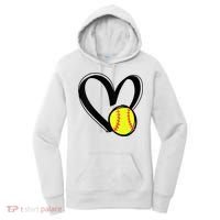 Womens Love Softball Heart Women's Hoodie thumb 0