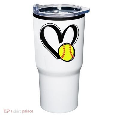 Womens Love Softball Heart Tumbler