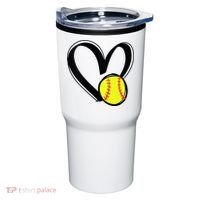 Womens Love Softball Heart Tumbler thumb 0