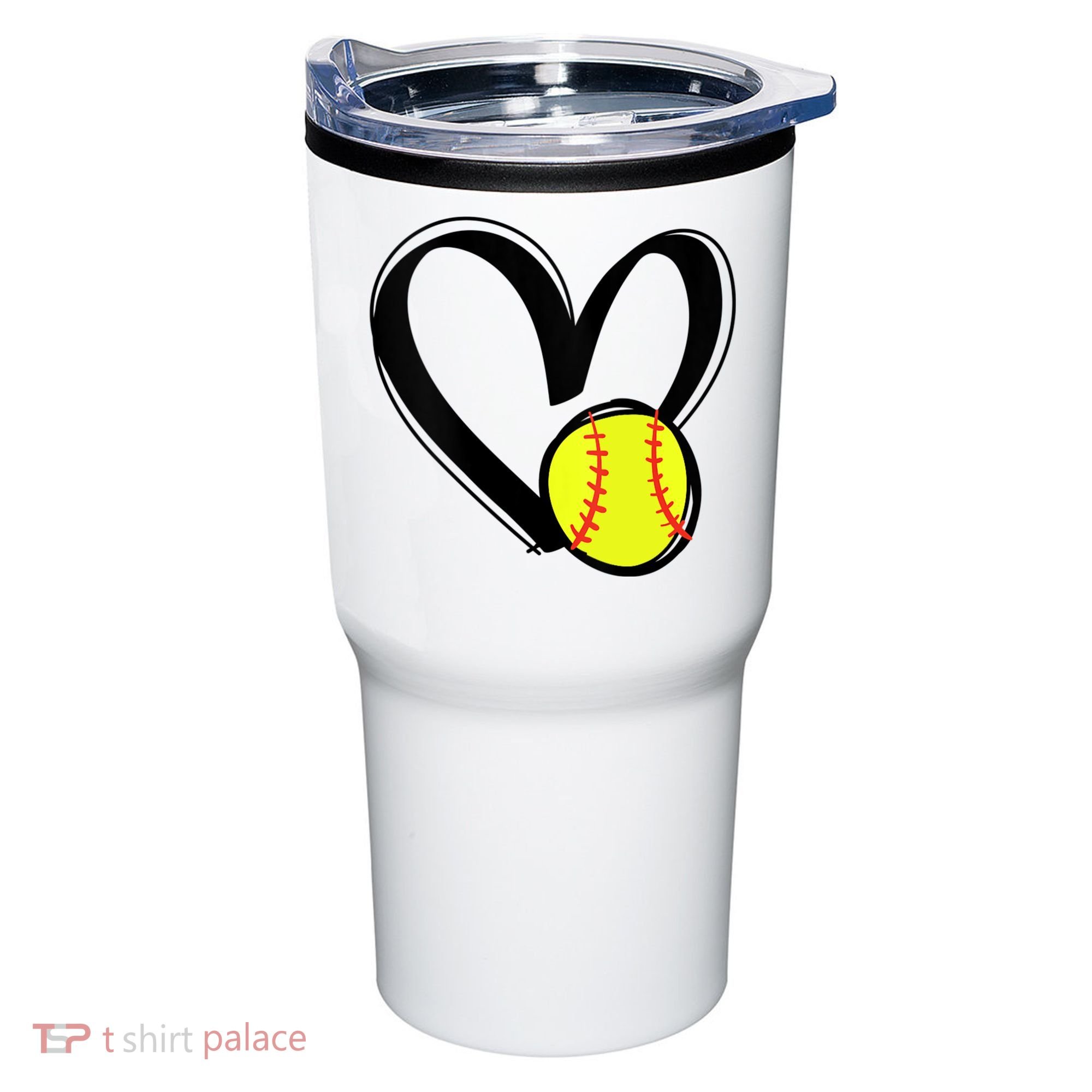 Womens Love Softball Heart Tumbler