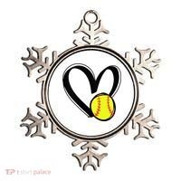 Womens Love Softball Heart Ornament thumb 0