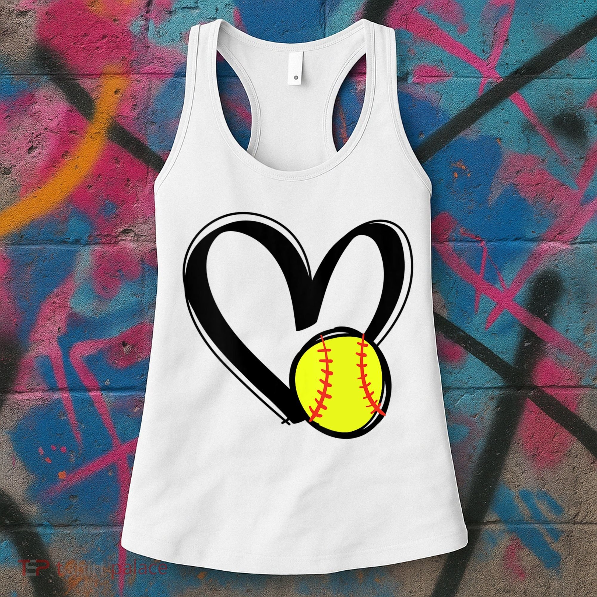 Womens Love Softball Heart Women's Tank Top