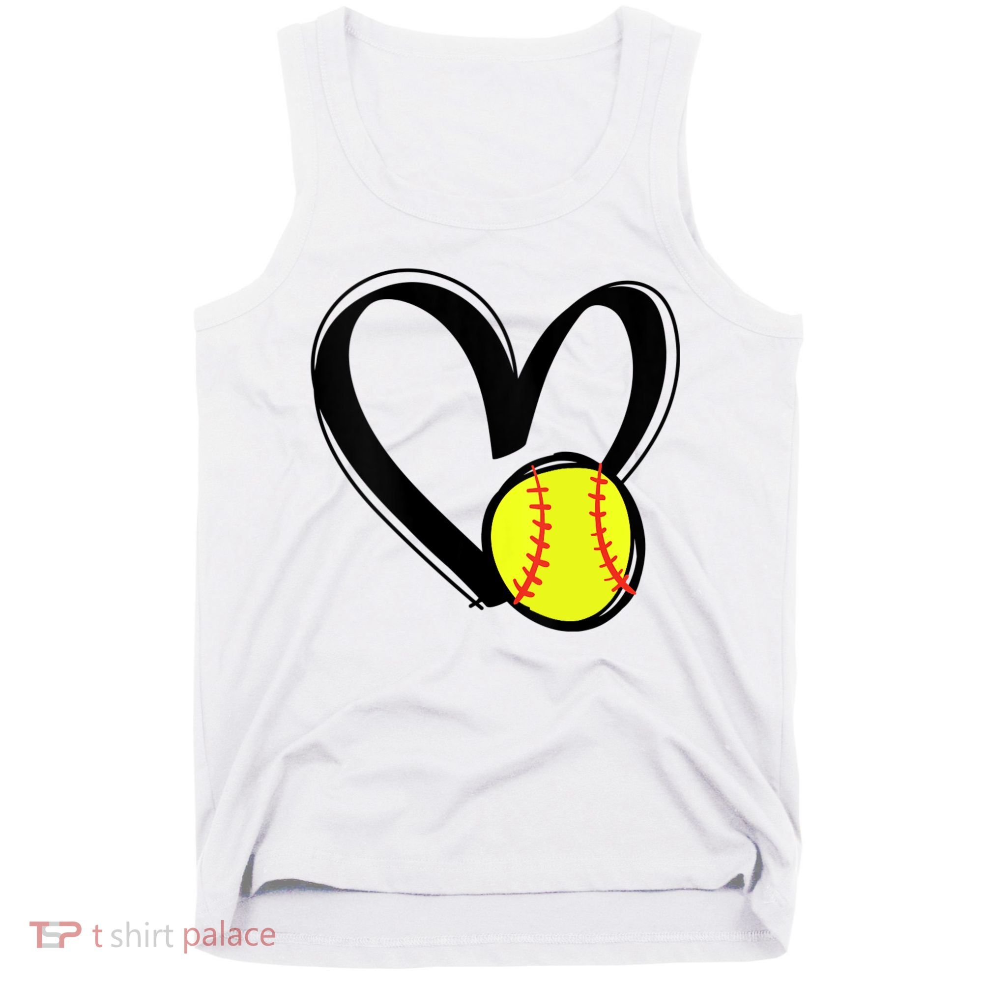 Womens Love Softball Heart Tank Top