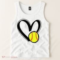 Womens Love Softball Heart Tank Top thumb 2