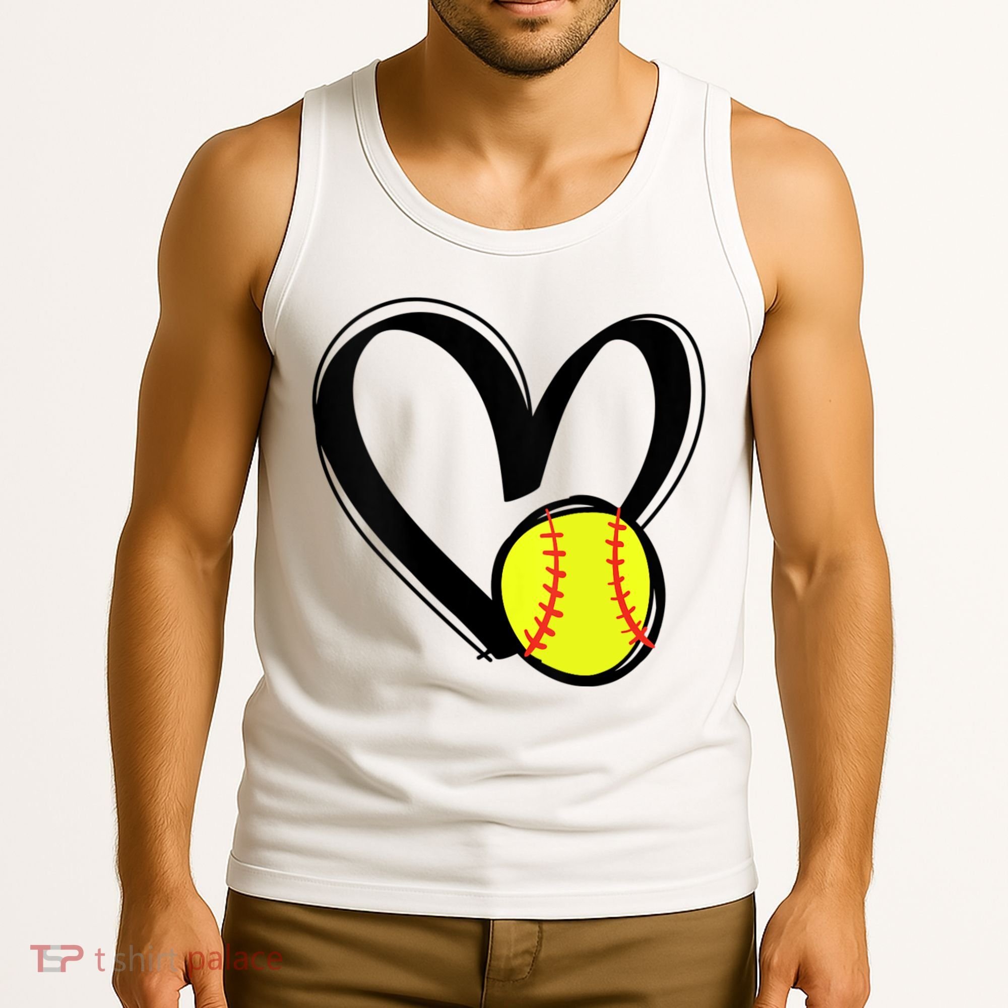Womens Love Softball Heart Tank Top