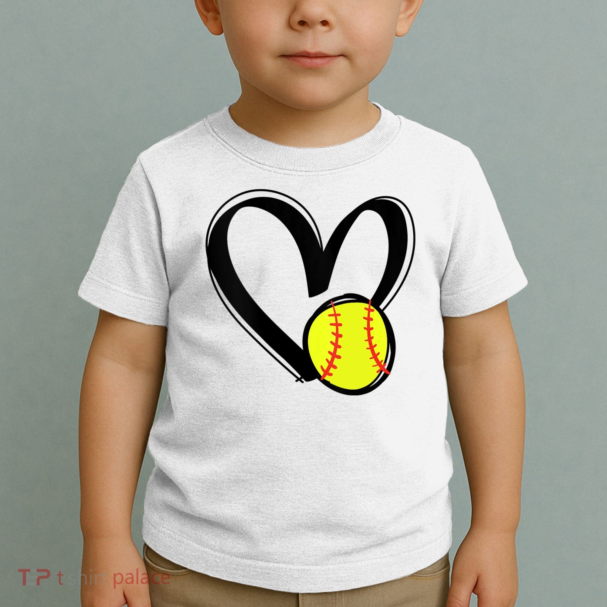 Womens Love Softball Heart Toddler T-Shirt