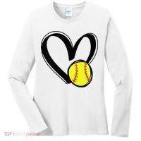 Womens Love Softball Heart Women's Long Sleeve Shirt thumb 0
