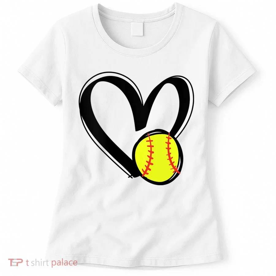 Womens Love Softball Heart Women's T-Shirt