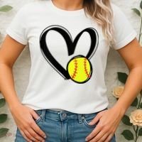 Womens Love Softball Heart Women's T-Shirt thumb 2