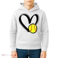 Womens Love Softball Heart Kids Hoodie thumb 4