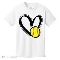 Womens Love Softball Heart Kids T-Shirt thumb 0