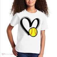 Womens Love Softball Heart Kids T-Shirt thumb 2