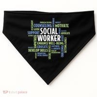 Words LCSW Social Work Month Gift For Social Worker USA-Made Doggie Bandana thumb 0