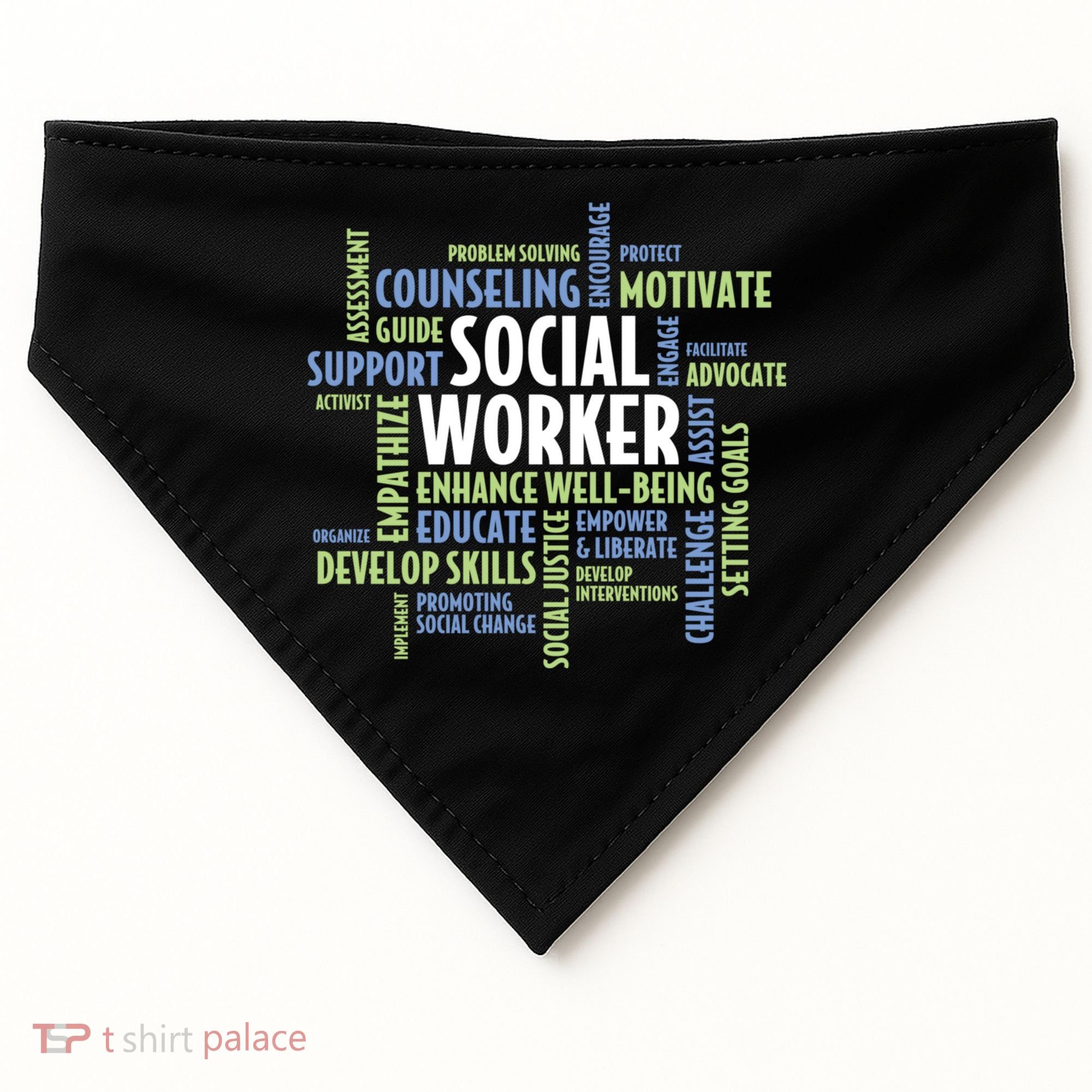 Words LCSW Social Work Month Gift For Social Worker USA-Made Doggie Bandana