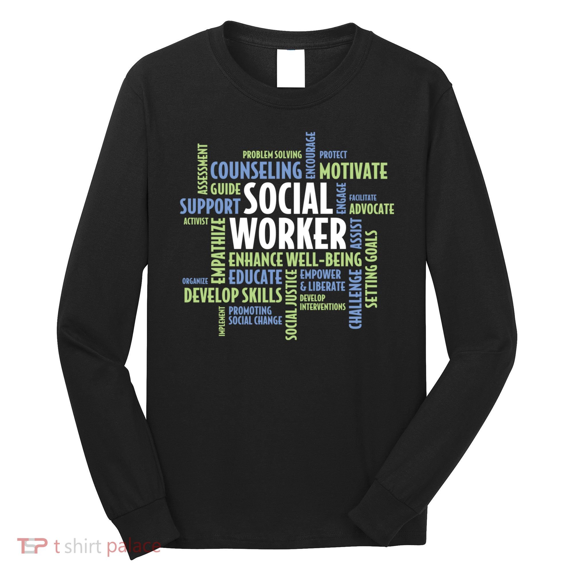 Words LCSW Social Work Month Gift For Social Worker Long Sleeve Shirt