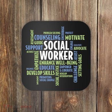 Words LCSW Social Work Month Gift For Social Worker Coaster