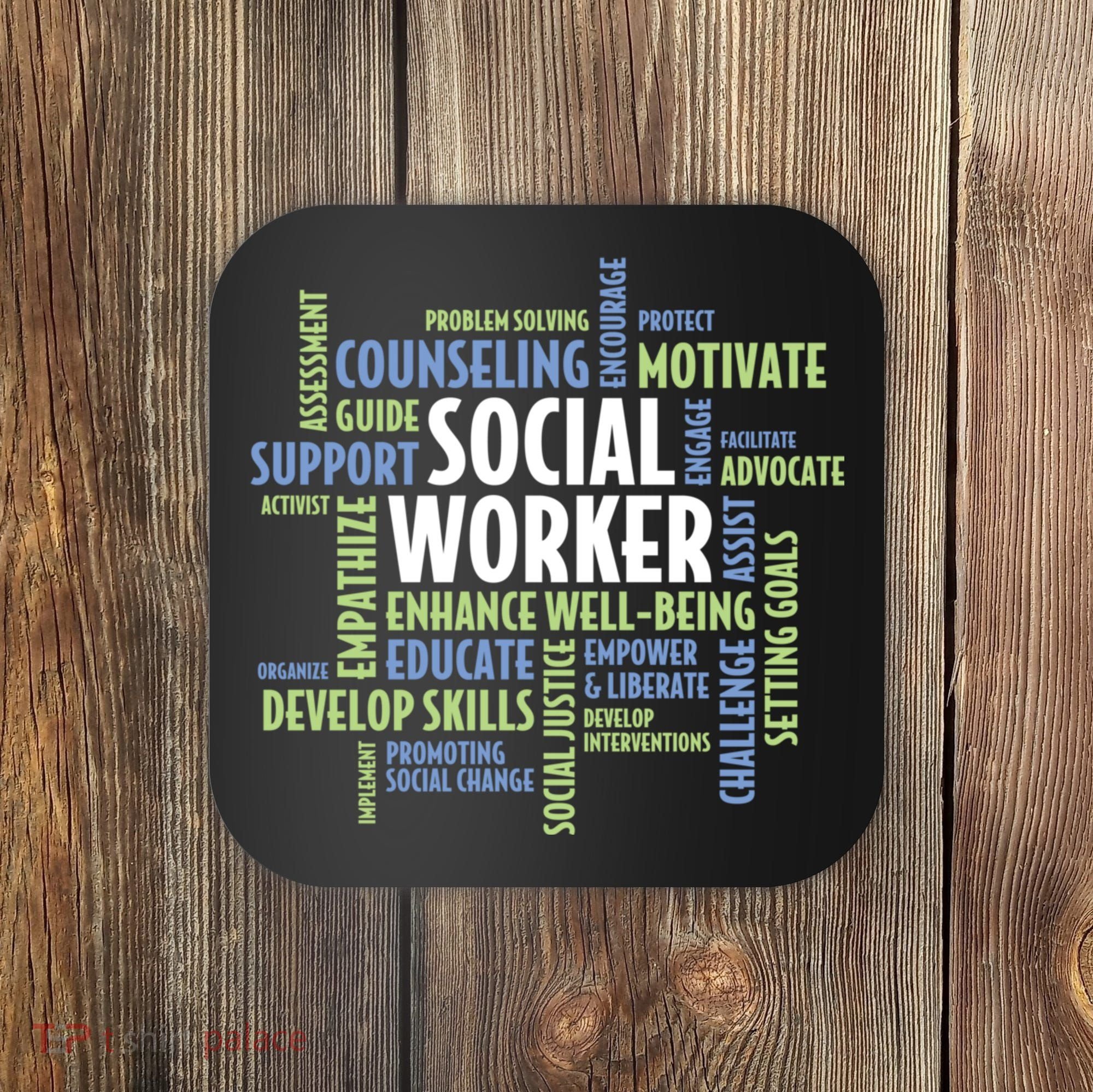 Words LCSW Social Work Month Gift For Social Worker Coaster