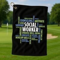 Words LCSW Social Work Month Gift For Social Worker Golf Towel thumb 1