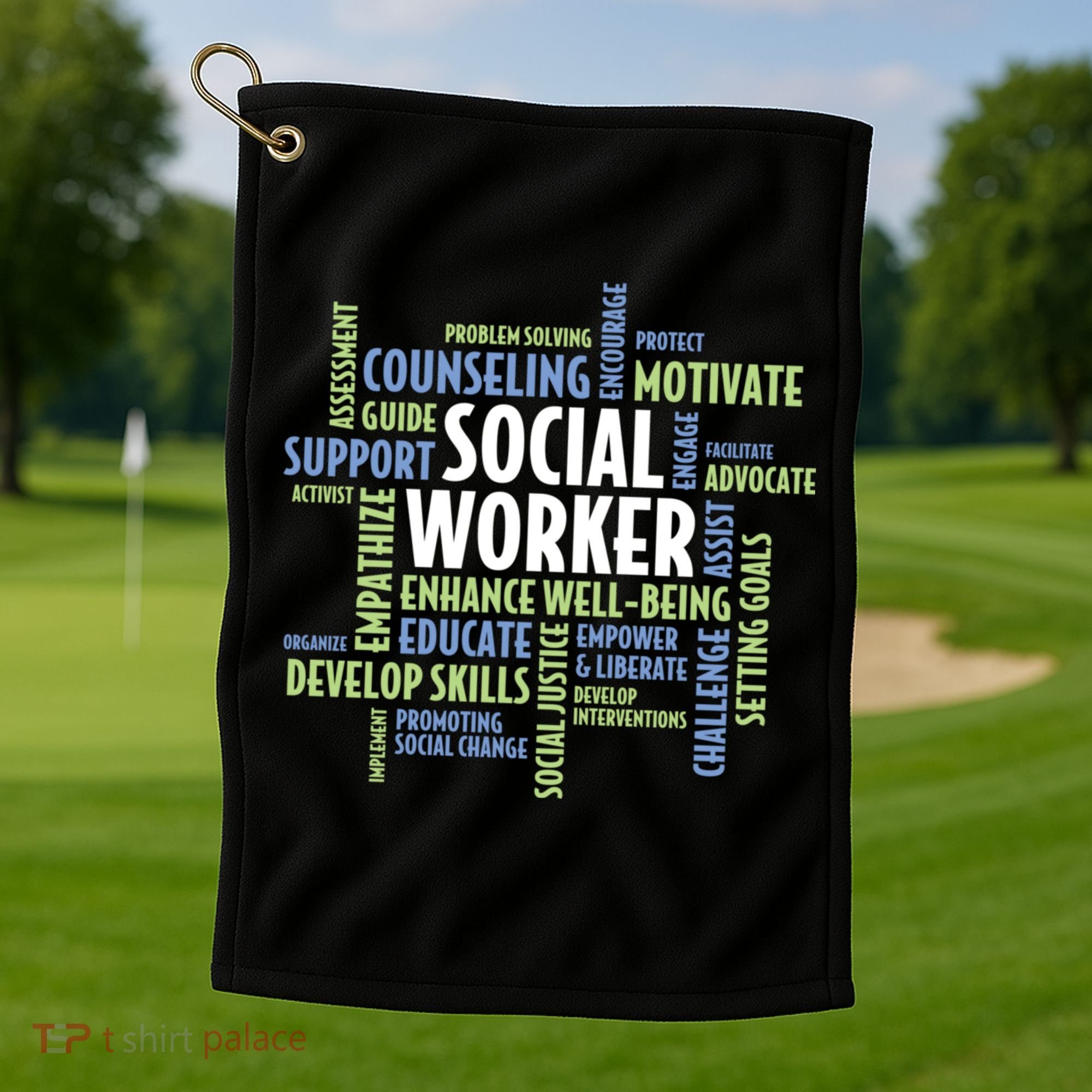 Words LCSW Social Work Month Gift For Social Worker Golf Towel