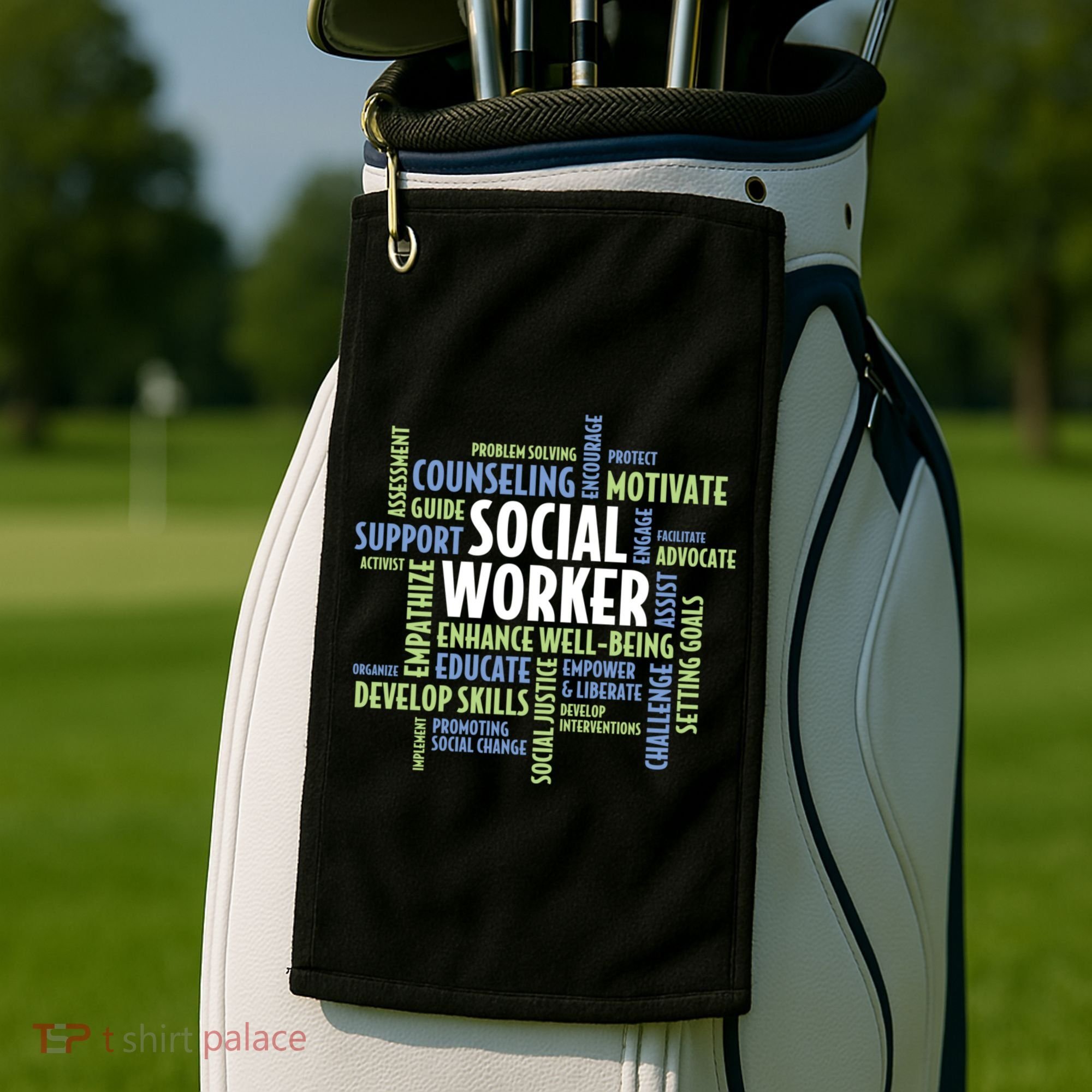 Words LCSW Social Work Month Gift For Social Worker Golf Towel