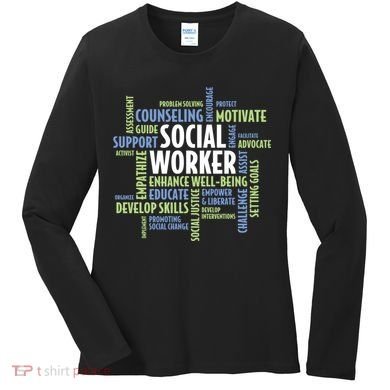 Words LCSW Social Work Month Gift For Social Worker Women's Long Sleeve Shirt
