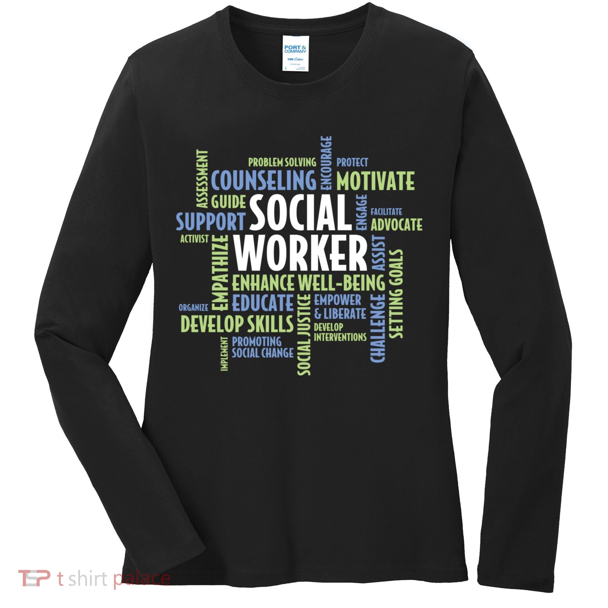 Words LCSW Social Work Month Gift For Social Worker Women's Long Sleeve Shirt
