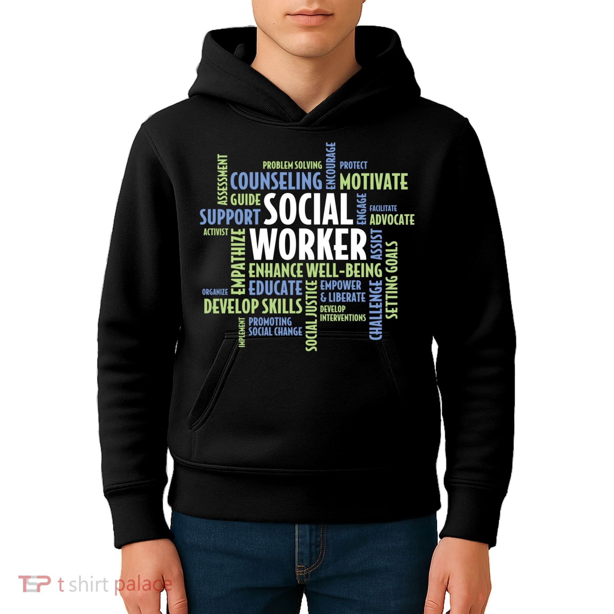 Words LCSW Social Work Month Gift For Social Worker Kids Hoodie