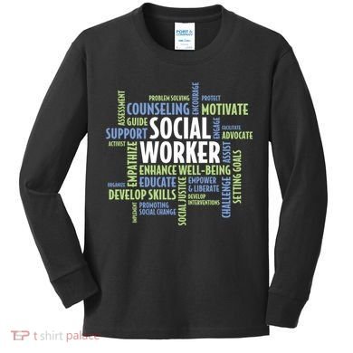 Words LCSW Social Work Month Gift For Social Worker Kids Long Sleeve Shirt