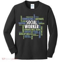 Words LCSW Social Work Month Gift For Social Worker Kids Long Sleeve Shirt thumb 0