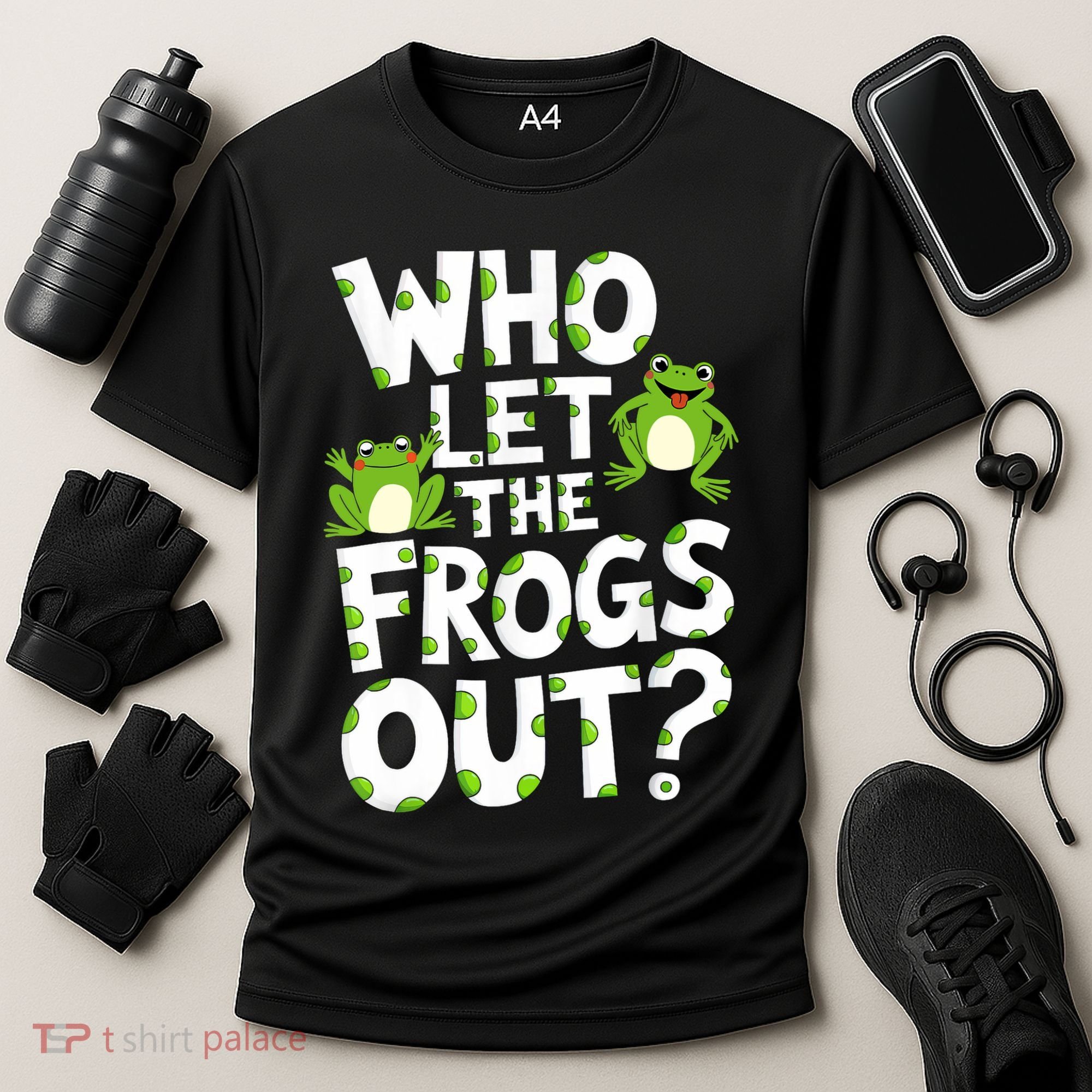 Who Let The Frogs Out Green Frog Lover  Cooling Performance Crew T-Shirt