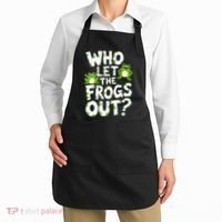 Who Let The Frogs Out Green Frog Lover  Apron thumb 2