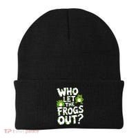 Who Let The Frogs Out Green Frog Lover  Beanie thumb 0