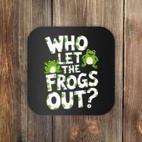 Who Let The Frogs Out Green Frog Lover  Coaster thumb 0